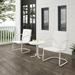 HomeStock Contemporary Cool 3Pc Outdoor Metal Armchair Set White Gloss/White Satin - Side Table & 2 Armchairs