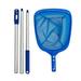 Zeceouar Swimming Pool Leaf Skimmer Net With 3 Sections Telescopic Aluminum Pole & Nylon Medium Fine Mesh Pool Net Pool Cleaning Tool For Removing Leaves & Debris