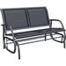 Outdoor Glider Bench Patio Double Swing Rocking Chair Loveseat W/Power Coated Steel Frame For Backyard Garden Porch Black