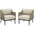 HomeStock Rustic Ranch 2Pc Outdoor Wicker Armchair Set Creme/Light Brown - 2 Armchairs