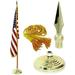 Indoor American Cotton Flag Flagpole Base & Tassel (Spear Metal 9 Ft Oak Pole)