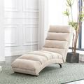 Unbranded Linen Recliner Armless Chaise Lounge With Massage Beige