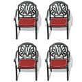 Cast Aluminum Patio Dining Chair 4PCS With Black Frame and Cushions In Random Colors