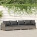 Tomshoo 4 Piece Patio Set with Cushions Gray Poly Rattan
