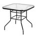 IVV 32in Patio Tables Patio Bistro Tables Outdoor Dining Tables Square Tempered Glass Patio Table with Umbrella Hole for Lawn Balcony Yard