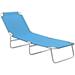 folding sun lounger garden outdoor patio terrace balcony backyard lounge seating sunbed lounge bed steel and fabric turquoise and blue