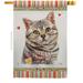 Breeze Decor 28 x 40 in. Cat Gray American Short Hair Happiness Double-Sided Decorative Vertical House Flag