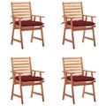 OWSOO Patio Dining Chairs 4 pcs with Cushions Solid Acacia Wood