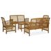 moobody 5 Piece Garden Conversation Set 2 Garden Chairs and 2 Bench with Coffee Table Acacia Wood Sectional Outdoor Furniture Set for Patio Backyard Patio Balcony