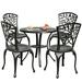 Dextrus 5 Piece Cast Aluminum Outdoor Patio Dining Set Outdoor Patio Bistro Sets with Round Table 4 Chairs with Adjustable Feet for Balcony Lawn Garden Backyard Pool Black