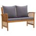 moobody Garden Bench with Dark Gray Cushion Acacia Wood Patio Porch Chair Padded Seat Wooden Outdoor Bench for Backyard Balcony Park Lawn Furniture 46.9 x 26.4 x 32.7 Inches (L x W x H)