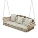 Homrest 3-Person Porch Swing 55in Wicker Hanging Swing Bench with Cushions and Cupholders for Deck Garden and Backyard Beige