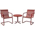 HomeStock Rustic Romance 3Pc Outdoor Metal Armchair Set White - Side Table & 2 Chairs