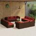 Suzicca 13 Piece Patio Set with Cushions Poly Rattan Brown