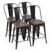 YRLLENSDAN Modern Bar Stool Set of 4 Counter Height Barstool with Back 24 Inches Seat Height Industrial Bar Chairs Indoor Outdoor Metal Kitchen Stools Restaurant Patio Stool Stackable Black