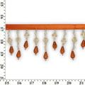 Small Teardrop Beaded Rhinestone Tassel Fringe 2 & 3/8 Wide Polyester Trim Sold By The Yard - Orange