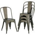 Classic Iron Metal Dinning Chairs Indoor-Outdoor Use Chic Dining Bistro Cafe Side Barstool Bar Chair Coffee Chair Gun Metal Set Of 4