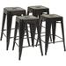 YRLLENSDAN Metal Bar Stools Set of 4 Counter Height Barstool Stackable Barstools 24 Inch Indoor Outdoor Patio Bar Stool Home Kitchen Dining Stool Backless Bar Chair Black