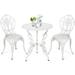 3 Piece Bistro Set Cast Design Antique Outdoor Patio Furniture Weather Resistant Garden Round Table And Chairs W/Umbrella Hole