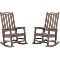 Efurden Patio Rocking Chair Set of 2 Outdoor and Indoor Poly Lumber Porch Rocker for Adults 350Lbs Support (Brown)