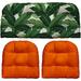 Indoor Outdoor 3 Piece Tufted Wicker Cushion Set (Standard Swaying Palms Aloe Green Orange)