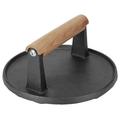 Round BBQ Tool Heavy Duty Cast Iron Burger Press with Wooden Handle Steak Press Grill Roast Fried Meat Pressure Tool for Grills Griddles and Flattops