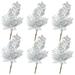 6 Pack Gold Glitters Christmas Picks Sprays Artificial Poinsettia Flower with Holly Leaves and Berries for Wedding Holiday Christmas Tree Wreath Garland Decorations - silver