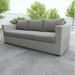 Deep Cushioned Outdoor Sofa w/ Half Round Wicker - HDPE Resin Wicker Solution-Dyed Acrylic Covers