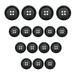 ButtonMode Faux Horn Suit Buttons 16pc Set has 4 Buttons Measuring 19mm (3/4 inch) for Jacket Coat Front 12 Buttons Measuring 15mm (5/8 inch) for Jacket Sleeves and Pants Black Classic 16-Buttons