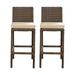 HomeStock Natural Beauty 2Pc Outdoor Wicker Bar Height Bar Stool Set Sand/Weathered Brown - 2 Stools