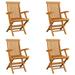 moobody 4 Piece Folding Garden Chairs with Armrest Teak Wood Outdoor Dining Chair Wooden Armchair for Patio Balcony Terrace Backyard Furniture 21.7 x 23.6 x 35 Inches (W x D x H)