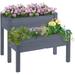 34 X 34 X 28 Raised Garden Bed 2-Tier Wooden Planter Box For Backyard Patio To Grow Vegetables Herbs And Flowers Gray