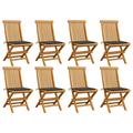 moobody Set of 8 Wooden Garden Chairs with Cushion Teak Wood Foldable Outdoor Dining Chair for Patio Balcony Backyard Outdoor Indoor Furniture 18.5in x 23.6in x 35in