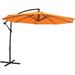 9.5-Foot Cantilever Umbrella With Air Vent Cross Base And Crank - Polyester Shade And Steel Pole - Tangerine