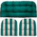 DÃ©cor Indoor Outdoor 3 Piece Tufted Wicker Cushion Set (Standard Peacock Blue Peacock Blue White Stripe)