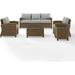 HomeStock Eclectic Exclusivity 5Pc Outdoor Wicker Sofa Set Gray/Weathered Brown - Sofa Side Table Coffee Table & 2 Armchairs