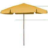Fiberbuilt Home 7.5 ft. Hex Beach Umbrella 6 Rib Push Up Natural Oak with Yellow Vinyl Coated Weave Canopy - Yellow - 7.5 ft.