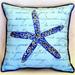 Betsy Drake Blue Starfish Indoor & Outdoor Throw Pillow- 22 x 22 in.