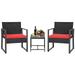 CL.HPAHKL 3 Piece Patio Furniture Set outdoor Furniture Patio Set Patio Chairs Conversation Set Small Patio Set for Outdoor Patio Backyard Front Porch Balcony Bistro Lawn Red