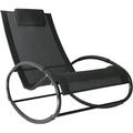 Patio Rocking Lounge Chair Orbital Seat Pool Chaise W/Pillow Black