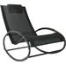 Patio Rocking Lounge Chair Orbital Seat Pool Chaise W/Pillow Black