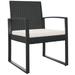 Anself Patio Dining Chairs 2 pcs Black Rattan