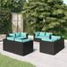 OWSOO 8 Piece Patio Set with Cushions Poly Rattan Black