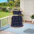 Rattan Egg Swing Chair Folding Outdoor Egg Chair Without Stand Wicker Rattan Rattan Patio Basket Hammock Chair with Cushion and Pillow for Patio Garden Balcony Dark Blue