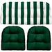 DÃ©cor Indoor Outdoor 3 Piece Tufted Wicker Cushion Set (Large Green White Stripe Green)