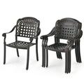 Gymax 4 Pieces Cast aluminum patio chair bistro dining chair outdoor cast aluminum chair