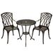 Yesfashion Cast Aluminum Patio Bistro Set with Umbrella Hole 3 Piece Outdoor Bistro Set Rust-Resistant Patio Table and Chairs Outdoor/Indoor Use for Garden Backyard Patio Balcony Bronze