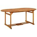 moobody Garden Table Acacia Wood Tabletop with Umbrella Hole Oval Outdoor Dining Table for Patio Deck Terrace Outdoor Furniture 70.9 x 35.4 x 29.5 Inches (L x W x H)