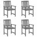 moobody 4 Piece Garden Chairs with Cushion Acacia Wood Outdoor Dining Chair Gray for Patio Balcony Backyard Outdoor Furniture 24 x 22.4 x 36.2 Inches (W x D x H)