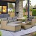 Patio Furniture Sofa Set 4 Piece Outdoor Conversation Set with Loveseat Sofa Lounge Chair Wicker Chair Coffee Table All-Weather Patio Sectional Sofa Set with Cushions for Backyard Garden Pool